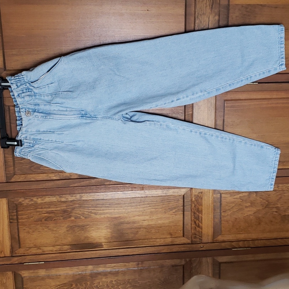 Zara High Waisted Paperbag Barrel Leg Denim Jeans Sz 2